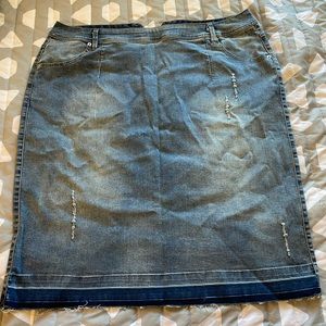 Distressed Denim Skirt